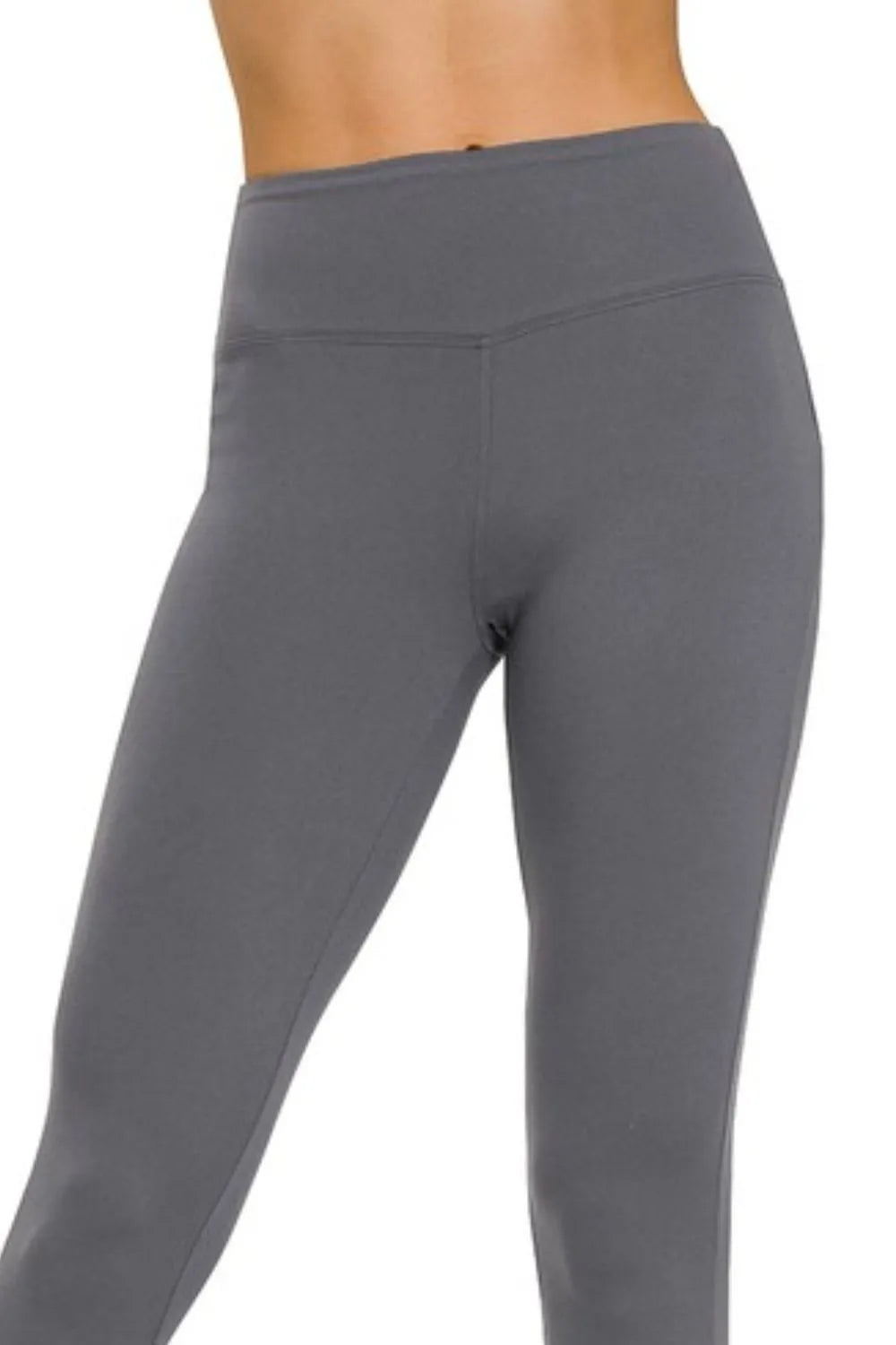 Zenana Ash Gray Microfiber Waistband Leggings
