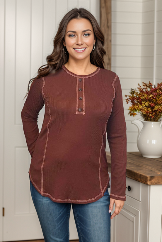 Heimish Golden Ginger Long Sleeve Top BoutiqueSimplified