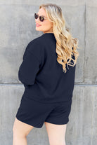 Double Take Quilted Textured Long Sleeve Top and Drawstring Shorts Set Trendsi