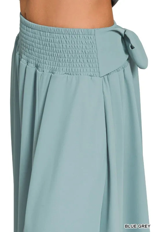 Zenana Blue Gray Heavy Woven Span Crop Tee & Skirt Set