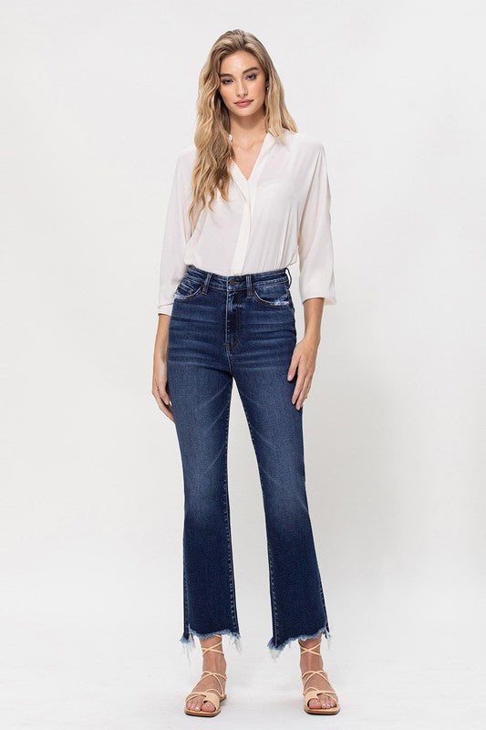 High Rise Distressed Hem Kick Flare Jeans VERVET by Flying Monkey