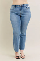 Judy Blue Medium Washed Mid Rise Wash Destroy Hem Bootcut Jeans