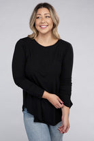 Zenana Plus Long Sleeve Round Neck Round Hem Top ZENANA