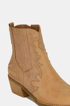 Beast Fashion Studded Detail Point Toe Boots in Taupe Shoes