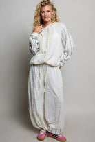 POL Ivory Patchwork Mixed Knit Wide Leg Pants
