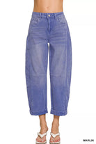 Zenana Marline High Rise Barrel-Leg Cropped Jeans MARLIN