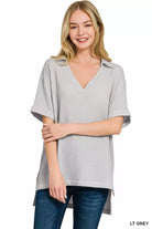 Zenana Double Gauze Short Sleeve High-Low Top