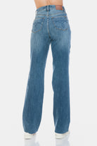 Judy Blue Tummy Control Cut Raw Hem Straight Jeans Trendsi