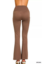 Zenana Brown Brushed Dty Microfiber Flare Pants