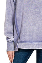 Zenana Marlin Acid Wash Exposed-seam Fleece Sweatshirt