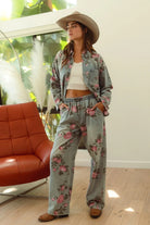 BiBi Flower Printed Denim Pants