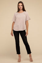 Zenana Back Patch Crinkle Washed Raglan Sleeve T-Shirt in 3 Colors! Shirts