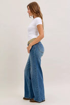 Judy Blue Mid Rise Column Straight Jeans with Corduroy Waist