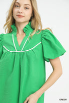 Umgee Green Textured Puff Sleeve Blouse
