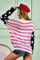 BiBi American Flag Low Gauge Knitted Long Sleeve Top