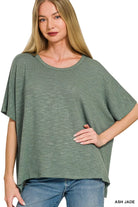Zenana Oversized Slub Hacci Top ASH JADE