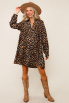 Haptics Babydoll Leopard Print Woven Dress