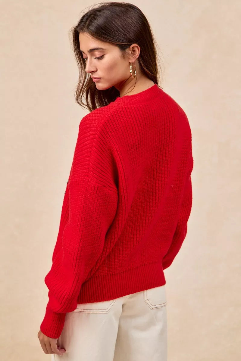 BiBi Christmas Wreath Merry Letter Knit Top