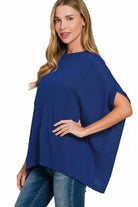 Zenana Light Navy Drop Shoulder Short Sleeve Knit Top