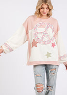 SAGE + FIG Peace & Star Patch Contrast Round Neck Sweatshirt Shirts & Tops