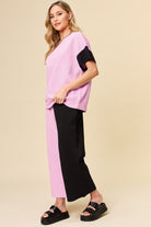 Double Take: 4 Colors: Quilted Textured Contrast Top and Wide Leg Pants Set Loungewear Set