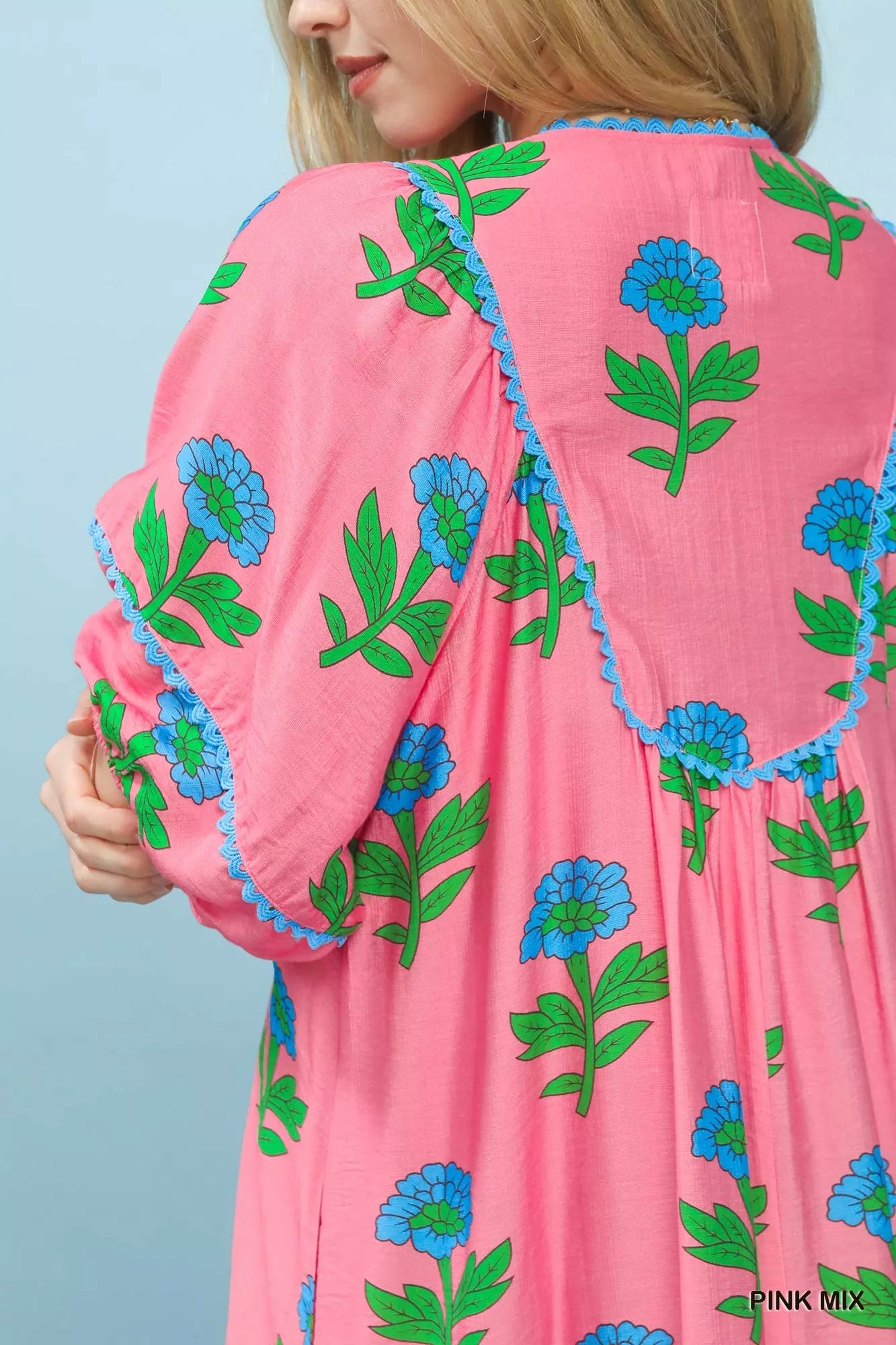 Umgee Pink Mix Floral Print Midi Dress