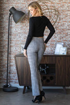 Heimish Gray Plaid Flare Pants with Wide Waist Band