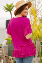 Celeste Cerise Ruffle Detail Asymmetrical Top