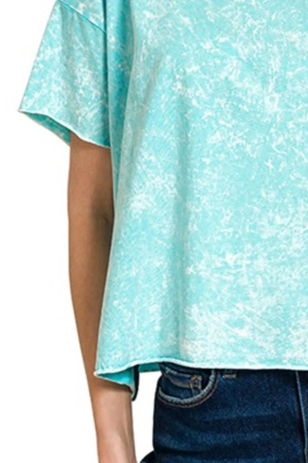 Zenana Mint Sky Washed Crew Neck Short Sleeve Crop Box Tee