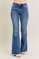 Judy Blue Mid-rise Vintage Wash Flare Jeans W/ Destroyed and Fray Hem MD