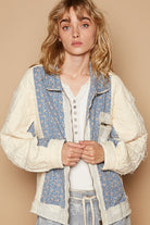 POL Floral Patchwork Zip Up Long Sleeve Jacket Coats & Jackets