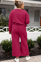 Double Take Quilted Textured Long Sleeve Top and Drawstring Pants Set Trendsi