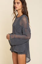 POL Loose Fit See-through Boat Neck Sweater POL