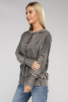 Zenana French Terry Acid Washed Kangaroo Pocket Hoodie ZENANA