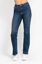 Judy Blue High Waist Cargo Bootcut Jeans DK