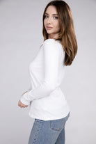 Zenana Cotton V-Neck Long Sleeve T-Shirt ZENANA