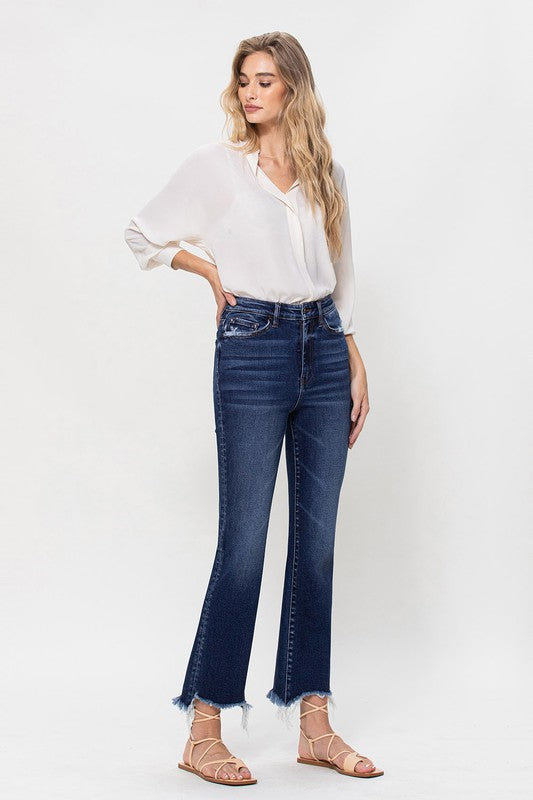 High Rise Distressed Hem Kick Flare Jeans VERVET by Flying Monkey