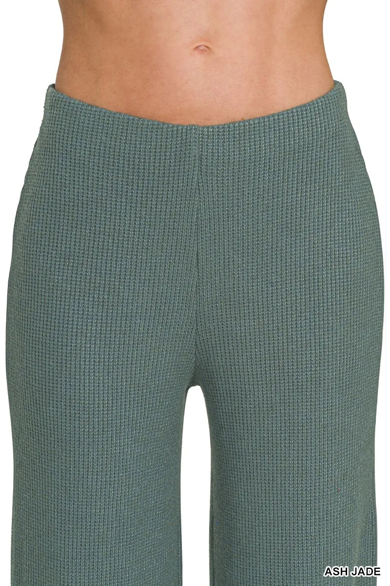 Zenana Ash Jade Mock Neck Top and Pants Sweater Set