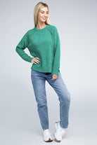 Zenana Raglan Chenille Long Sleeve Sweater ZENANA