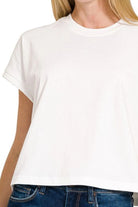 Zenana White Premium Cotton Relaxed Crop Tee