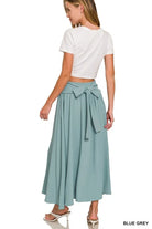 Zenana Blue Gray Heavy Woven Span Crop Tee & Skirt Set