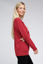 Zenana Melange Open Front Sweater Cardigan ZENANA