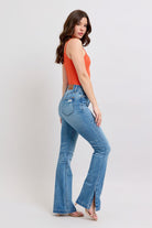 Judy Blue High Wasited Tummy Control Vintage Wash Side Slit Slim Boot Jeans