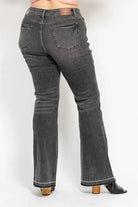 Judy Blue Gray Midi Rise Tummy Control Washed Gray Release Hem Flare Jeans