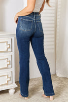 Judy Blue Mila Mid Rise Hand Sanded & Destroyed Bootcut Jeans Denim