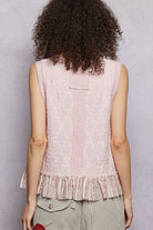 POL Blush Floral Print V-Neck Textured Tank