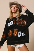 BiBi Black Halloween Theme Sequin Embroideries Sweatshirt