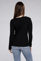 Zenana Cotton V-Neck Long Sleeve T-Shirt ZENANA