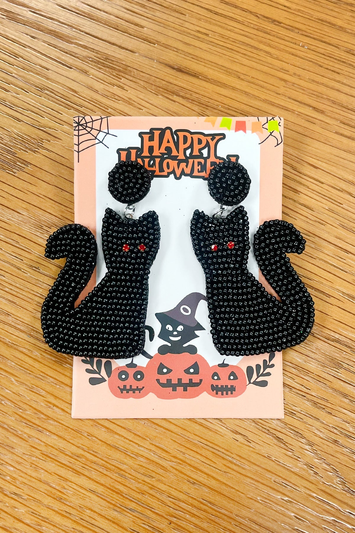 ICON Black Cat Beaded Halloween Earings One Size Fits All ICON