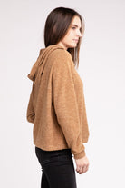 Zenana Hooded Brushed Melange Hacci Sweater ZENANA